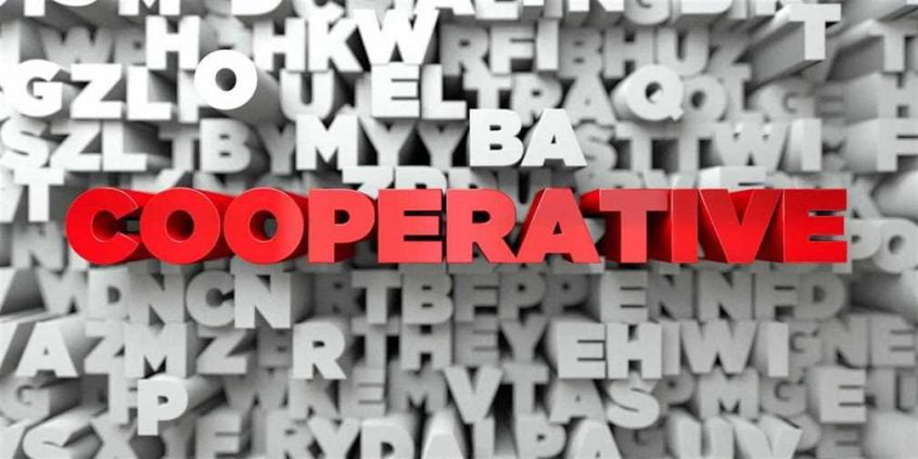 a bunch of words scrambled and the word cooperative is being spelt out