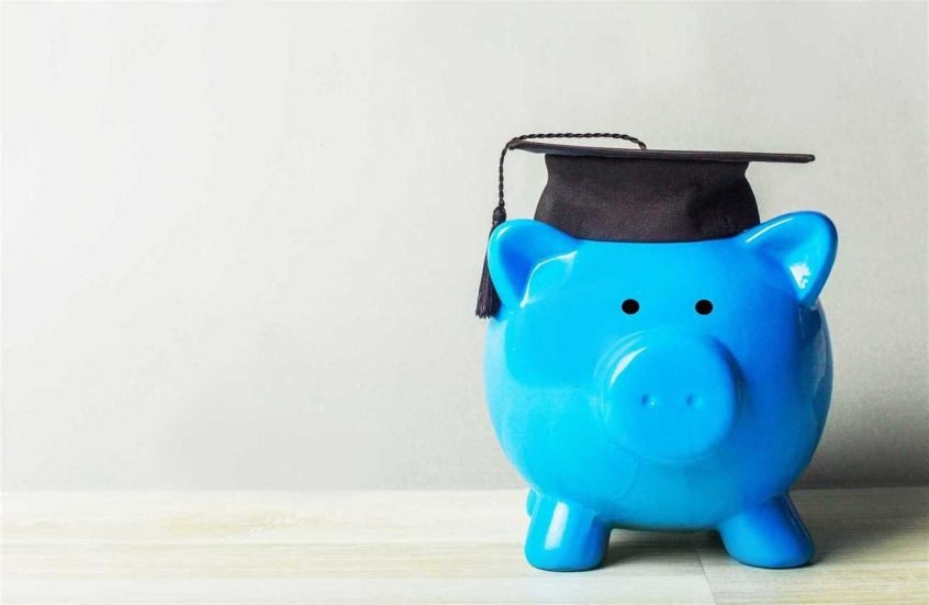a piggy bank and showing how to save money for your education